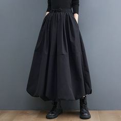 Womens Retro High Waist Black Big Skirt Elastic Pockets Skirt Skirts with Leggings Gender: Women Occasion: Daily Style: Casual, classic, cute, elegant Season: Spring, Summer Autumn, Winter Package Contents: 1 x Skirt Size: One Size.  Color: Multicolor.  Gender: female.  Age Group: adult. Midi Skirt Y2k, Rok Outfit, Midi Skirt Casual, Puffy Skirt, High Waisted Pleated Skirt, Clothes Korean Style, Maxi Rok, Ankle Length Skirt, Gown Pattern