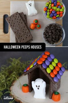 halloween pees houses made out of cookies and candy