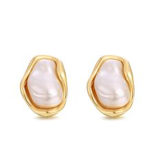 PRICES MAY VARY. Baroque Pearl Earrings: The unique gold pearl earrings stud with posts featuring a beautiful small irregular baroque pearl are the perfect combination of trendy and classic Women's Pearl Earrings: The size of the pearl earrings is 0.75*0.47 inches, These dainty unique pearl is handpicked which is a elegant and beautiful of jewelry adding beauty to any simple outfit Wedding Earring:Baroque pearl earrings is simple but fashionable, can be matched with any clothing and pearl earrin Chic Earrings Classy, Everyday Gold Baroque Pearl Earrings, Gold Baroque Pearl Earrings, Yellow Gold Round Baroque Pearl Earrings, Minimalist Yellow Gold Baroque Pearl Earrings, Elegant Yellow Gold Baroque Pearl Earrings, Pearl Wedding Earrings, Small Pearl Earrings, Large Pearl Earrings