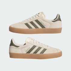 adidas Gazelle ADV Shoes - Beige | Free Shipping with adiClub | adidas US Adidas Gazelle Cream Green, Adidas Shoes Women Trendy, Trendy Shoes Adidas, Fall Adidas Shoes, Gazelle Adidas Women, Neutral Adidas Shoes, Cute Basic Shoes, Adidas Gazelle Brown, Fall 2024 Shoes