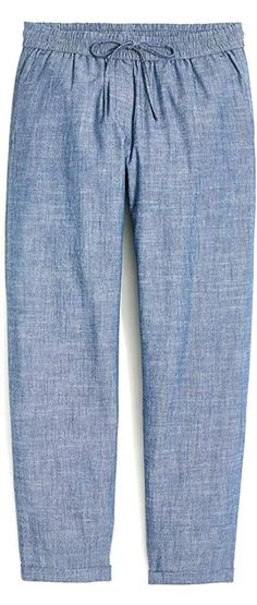 PRICES MAY VARY. Elasticized, drawstring waist Slash pockets Mid-rise Ankle length The favorite warm weather pant. Linen Drawstring Pants, Cuffed Pants, The Favorite, Jcrew Women, Drawstring Pants, Comfortable Outfits, Colorful Fashion, Ankle Length, Chambray