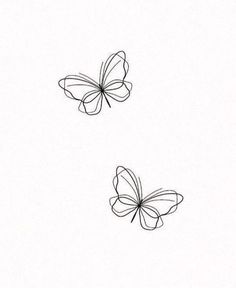 two butterflies flying in the sky with one being drawn on it's back side