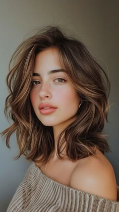 モード ボブ, Rambut Brunette, Oval Face Hairstyles, Medium Hair Cuts, Shoulder Length Hair, Hair Color Trends, Cortes De Cabello, Brunette Hair