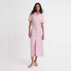 Nwt Matthew Bruch Midi Shirt Dress 50% Linen 50% Viscose Relaxed Fit Knee-length Dress For Daywear, Spring Workwear Dress With Relaxed Skirt, Relaxed Skirt Dress For Spring Workwear, Spring Dresses For Work With Relaxed Skirt, Relaxed Midi Dress For Day Out, Spring Daywear Dress With Relaxed Skirt, Relaxed Skirt Spring Dresses For Daywear, Relaxed Midi Length Dress For Daywear, Summer Dresses With Relaxed Skirt And Short Sleeves