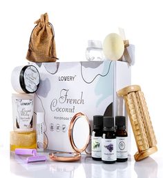 Bath Gift Set, 20pc French Coconut Aromatherapy Spa Gift Basket for Women & Men, Self Care Package Spa Kit, Handmade Gift Box, Body Oils, Organic Lip Balm, Bath Bomb, Spa Gifts for Christmas, Birthday | LUXURIOUS COCONUT FRAGRANCE - The natural relaxing scent of Lovery's French Coconut Bath Set creates luxurious aromatherapy that promotes holistic wellness. It offers a soothing fragrance that indulges your mind, body, & soul | 1-800-Flowers Gifts Delivery Uniquemade Body Care Gift, 20Pc French C Men Self Care, Gift Basket For Women, Toning Cream, Dried Potpourri, Self Care Package, Coconut Bath, Bath Kit, Loofah Soap, Home Spa Treatments