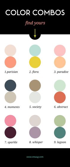 the color combos for different colors are shown in this chart, which shows how to choose