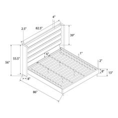 an image of a bed frame with measurements for the headboard and foot board on it