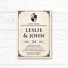 an old style wedding card with the words ygritte and jon on it in black