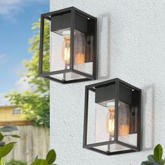 Incorporate modern sense into your living space with this uniquely 2-Pack 1-Light 11-in Matte Black Clear Glass Round Shade Outdoor Wall Light by Uofin Lighting, safely rated for wet locations. The industrial outdoor wall sconce is the perfect combination of the industrial look and traditional in a typical modern style light fixture. The black lantern outdoor light fixture is a refined double design, with a clear glass shade that flares at the bottom nested within a metal frame also the openwork Modern Outdoor Wall Lighting, Black Outdoor Wall Lights, Led Outdoor Wall Lights, Exterior Wall Light, Outdoor Sconces, Outdoor Light Fixtures, Modern Sconces, Outdoor Wall Lantern, Seeded Glass