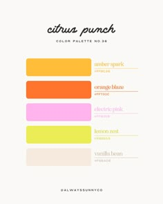 the color scheme for citrus punch is shown in yellow, pink, and orange colors