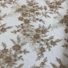 Floral Embroidered & Beaded Net Mesh Fabric with Beads. Lace Usa Quinceanera Crown, Embroidered Beads, Floral Lace Fabric, Beading Netting, Bridal Lace Fabric, Next Dresses, Embroidered Lace Fabric, Fabric Beads, Next Clothes