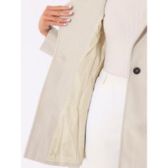 This coat turns casual outerwear into a fashion-forward statement. Step out in style on even the dreariest days with the one-button belted long coat. Those neutral colors on this belted coat with wide lapels maintain a grounded, mature style that will never go out of fashion. Paired well with a crossbody for a day out. Team it with pumps and a bold red lip for an evening look. Fitted Outerwear With Lapel Collar In Solid Color, Fitted Solid Color Outerwear With Lapel Collar, Elegant Fall Outerwear With Lapel Collar, Solid Single Breasted Outerwear For Office, Single Breasted Solid Outerwear For Office, Solid Single-breasted Outerwear For Office, Double-breasted Solid Color Outerwear For Office, Double-breasted Solid Color Office Outerwear, Collared Solid Color Outerwear For Office