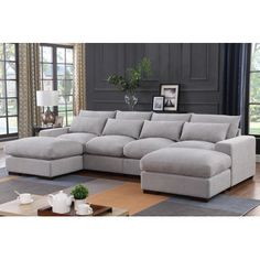 a large sectional couch in a living room