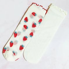 Crafted from soft, stretchy material, the Dots and Strawberries Sheer Socks Set of 2 Pairs provide comfortable fit and flexibility in size. With its half sheer pattern, these socks are the perfect addition to any stylish outfit. 80% Cotton, 12.4% Polyester, 5% Nylon, 2.6% Spandex One size, fits US shoe size 5-9.5. White Strawberries, White Strawberry, Sheer Socks, Stylish Outfit, Skirt Leggings, Logo Sticker, Gift Accessories, Sales Gifts, Belt Bag