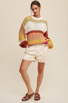 Stay cozy and stylish in our Mixed Knit Slouchy Hand Crochet Sweater. This unique design features a mix of open and hand-crocheted knits for a textured look. With a relaxed, slouchy fit, ribbed details, and classic round neck, this sweater is the perfect combination of comfort and charm. Slouchy relaxed fit intended. Recommended sizing 2-4 S, 6 - 8 M, 10 -12 L. For a more fitted look, can size down. Fabric Contents: 100% Acrylic Chunky Knit Relaxed Fit Top, Relaxed Fit Chunky Knit Top, Trendy Crochet Sweater For Fall, Trendy Fall Crochet Sweater, Trendy Open Knit Crochet Top For Fall, Bohemian Chunky Knit Tops For Spring, Cozy Knit Crochet Top For Fall, Fall Crochet Cotton Knit Top, Fall Beige Crochet Top With Knit Fabrication