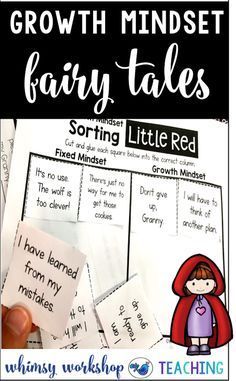 the growth minds fairy tales activity is shown with text and pictures to help students learn how to