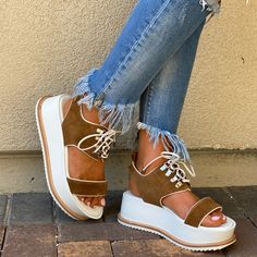 New In The Box True To Size Lace Up Front Closure With Metal D-Ring Eyelets. Open Toe And Heel. 2" Heel; 1 3/4" Platform. Lined With Leather. Cushioned Footbed. Shock-Absorbing Eva Platform. Made In Brazil. Imported For Free People By Kate Bosworth | Matisse White Leather Lace-up Sandals With Flat Heel, Synthetic Lace-up Sandals With Cushioned Footbed, White Lace-up Shoes For Summer, Brown Textured Sole Sneakers For Summer, Brown Summer Sneakers With Textured Sole, Summer Brown Sneakers With Textured Sole, Brown Leather Summer Sneakers, Brown Leather Sneakers For Summer, Brown Textured Sole Summer Sneakers