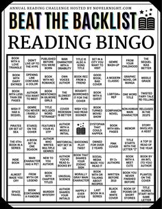 the beat the backlist reading bingo game