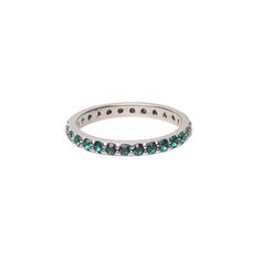 Celebrate everlasting affection with an eternity ring. Also known as an infinity ring, eternity bands are rings set with a continuous line of identically cut gemstones. Easily worn alone or stacked with other rings, this rhodium-plated sterling silver eternity band is lined with glinting green cubic zirconia. Eternity rings are commonly gifted on anniversaries and other special occasions, including when celebrating the birth of a child. Infinity Ring, Fire Mountain Gems And Beads, Eternity Bands, Eternity Ring, Ring Gift, Rhodium Plated, Ring Sets, Cubic Zirconia, Plating