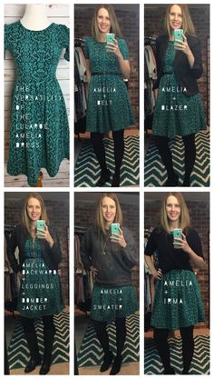 The LuLaRoe Amelia dress is so cute and versatile. Check out five different ways to style it! Zooey Deschanel