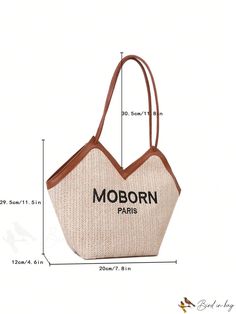 BirdinBag - Embroidered Straw Bag with Contrast Trim - Perfect Mothers Day Gift Paper Sizes Chart, Letter Bag, Inch Bag, Gift Product, Bags Tote, Contrast Trim, Paper Size, Straw Bag, Mother's Day Gifts