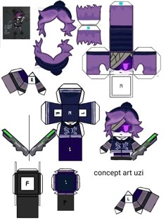 the paper doll is made to look like it has purple hair