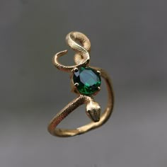 Snake Emerald Gold Plated Ring, 925 Sterling Silver Ring, Emerald Gold Snake Silver Ring, Emerald Snake Silver Ring, Animal Snake Jewelry - Etsy Smaragd Ring, Gold Color Ring, Ring Ruby, Style Gothic, Snake Jewelry, Ring Emerald, Gold Snake, Jewelry Lookbook, Halloween Jewelry