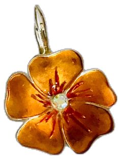 Elegant Orange Flower Earrings, Orange Flower-shaped Earrings For Gift, Orange Enamel Earrings For Gifts, Orange Enamel Earrings As A Gift, Orange Enamel Earrings For Gift, Orange Vintage Flower Jewelry, Vintage Orange Flower Jewelry, Orange Clip-on Earrings As Gift, Orange Clip-on Earrings For Gift