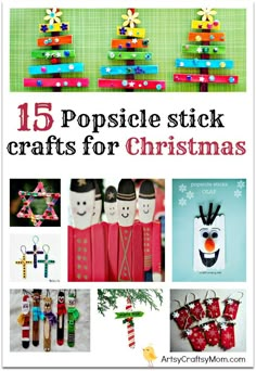 popsicle stick crafts for christmas with text overlay that reads 15 popsicle stick crafts for christmas