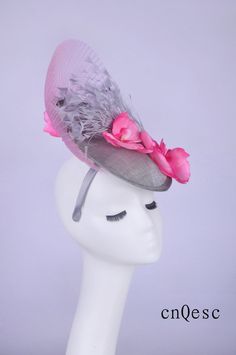 Grey/pink Sinamay Crin Fascinator Kentucky Derby Hat With - Etsy Flower-shaped Party Fascinator With Flower Decoration, Church Fascinator With Feather Trim, Feather Trim Fascinator For Church And Royal Ascot, Church Fascinator With Feather Trim For Royal Ascot, Royal Ascot Church Fascinator With Feather Trim, Kentucky Derby Party Fascinator With Handmade Flowers, Flower Shaped Fascinator For Kentucky Derby Church Events, Flower-shaped Fascinator For Kentucky Derby And Church, Flower-shaped Fascinator For Kentucky Derby Church Occasions