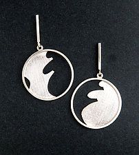 Ocean Dreams I Earrings by Marcia Meyers (Silver Earrings) (1.1" x 1.1") Contemporary Silver Jewelry With Artistic Design, Elegant Round Earrings With Artistic Design, Elegant Sterling Silver Jewelry With Artistic Design, Modern Sterling Silver Pendant Earrings, Modernist Sterling Silver Drop Earrings, Gold Sterling Silver Earrings With Artistic Design, Modern Pendant Earrings As Gift, Sterling Silver Circle Earrings For Formal Occasions, Modernist Sterling Silver Earrings For Formal Occasions