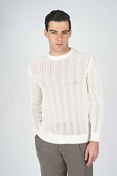 Expertly crafted with an open-knit texture, our lightweight sweater boasts a classic crewneck collar, long sleeves, and ribbed trims. Perfect for layering or wearing on its own, this versatile piece adds a touch of texture to any outfit. Made from quality materials, it's a must-have for any fashion-forward wardrobe. Knit Texture, Suit Shoes, Open Knit Sweater, Polo Sweater, Lightweight Sweater, Open Knit, Tie And Pocket Square, New Instagram, Light Weight Sweater