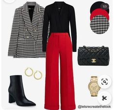 Outfit Pantalon Rojo, Minimalist Outfit Spring, Red Blazer Outfit, Date Night Outfit Casual, Red Pants Outfit, Night Outfit Casual, Outfit Airport, Outfit Minimalist, Outfit Concert