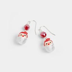 Santa Bead Earring - Red Bead Earring, Poncho Jacket, Earring Card, Back Jewelry, Earring Cards, Trendy Earrings, Scarf Hat, Sweaters And Jeans, Wallet Bag