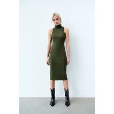 Nwt Zara Turtleneck Sleeveless Midi Dress Bloggers' Favorite! Super Trendy! High Neck Bodycon Dress. Stretchy Ribbed Fabric, Sleeveless. Olive Green Color. Beautiful Piece To Wear As Is Or For Layering. New With Tags Size S B90 High Neck Sleeveless Dress, Turtleneck Dress Sleeveless, Zara Midi Dress, High Neck Bodycon Dress, Midi Dress Fall, Black Short Sleeve Dress, Dress With Pleats, Olive Green Dresses, Short Bodycon Dress