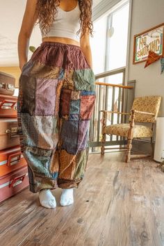 Thai Hippie Patchwork Cotton Joggers, Patchwork Drawstring Clothing, Unique Pants, Boho Design, Free Spirit Style, Men's Women's Hippie Pant - Etsy Looks Hippie, Look 80s, Unique Pants, Wooden Beds, Hippie Look