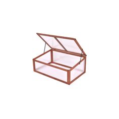 a wooden box with glass inside on a white background