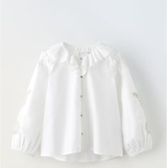 Brand New With Tags. Never Worn. Cotton. Perfection White Long Sleeve Cotton Blouse, Cute White Shirt For Fall, Cute White Tops For Fall, Cute White Fall Shirt, Cute White Zara Blouse, Zara White Cotton Shirt, Cute Zara Long Sleeve Blouse, Cute Long Sleeve Zara Blouse, Zara White Long Sleeve Blouse