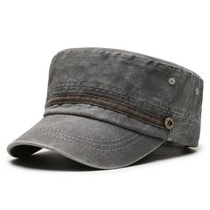 Season:All Seasons; Gender:Men's; Style:Casual,Fashion; Hats Category:Sun Hat,Flat Cap,Trucker Hat; Occasion:Daily,Street; Material:Cotton; Function:Sunscreen,Breathable,Adjustable; Pattern:Solid Color; Front page:FF; Listing Date:07/26/2024; Head Circumference:56-60 Spring Outdoor Brimmed Baseball Cap, Casual Flat Cap Hats For Outdoor, Casual Flat Cap For Outdoor, Gray Baseball Cap For Summer, Summer Military Cotton Hat, Military Style Cotton Hat For Summer, Summer Military Style Cotton Hat, Casual Flat Cap Hats For Spring, Khaki Visor Baseball Cap For Spring