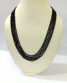 Black Spinel Necklace, Black Spinel 3-4mm Rondelle Faceted Beads Jewelry Necklace, Black Spinel 5 Strand Jewelry Necklace Gemstone :- Black Spinel Size :- 3-4mm Approx. Strand :- 5 Strand Shape :- Rondelle Faceted Color :- Black Quality :- AAA GRADE https://www.etsy.com/in-en/shop/LatestBeadsJewellery?ref=simple-shop-header-name&listing_id=720939504 Your Feedback is very Important for us. If you have any problem regarding packaging or product, kindly contact us to resolve the issue before leavin Luxury Black Spinel Necklaces For Formal Occasions, Black Spinel Jewelry Jtv, Elegant Black Tiny Beads, Elegant Black Rondelle Beaded Necklaces, Black Oval Beaded Necklaces, Elegant Black Faceted Beads, Black Necklace With Oval Spacer Beads, Black Polished Rondelle Beads Jewelry, Black Rondelle Polished Beads Jewelry