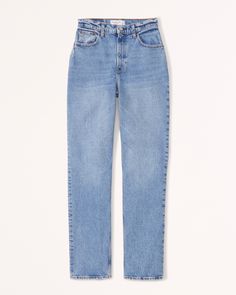 Women's Curve Love Ultra High Rise 90s Straight Jean | Women's Bottoms | Abercrombie.com Abercrombie Flare Jeans, Jeans For Thick Thighs Women, Light Wash Straight Leg Jeans Outfit, What To Pack For Italy In May, Outfits With Shoes, Fall List, Sarah Joy, Shirt Tucked In, Closet Needs