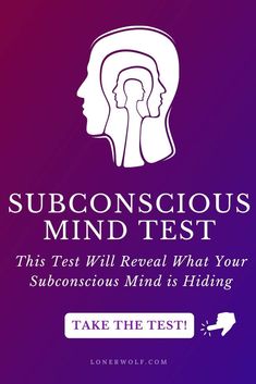 the book cover for subconscious mind test with an image of a man's head