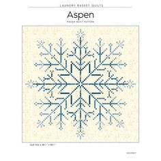 an image of a snowflake pattern with the words aspen written in blue on it