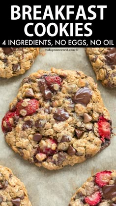 an image of healthy cookies with strawberries and chocolate