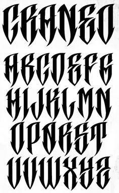 an old english type of font with black ink on white paper, in the style of gothic