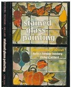 stained glass painting book cover with autumn leaves and pumpkins on the window sill