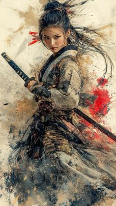 Dragon 2024, Samurai Art, Year Of The Dragon, Art Girl, Asian Beauty, Art Inspiration, Digital Art, Japan, Beauty