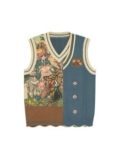 Forest Prince Artistic Knit Vest Knit Vest Aesthetic, Aesthetic Sweater Vest, Casual Suit Vest, Animal Scarf, Sweater Shorts, Scarf Vest, Half Pants, Short Scarves, Sweater Vests