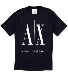 From Armani Exchange&#x2C; this tee features:crew necklineshort sleevespullover stylinglarge icon logo on frontclassic fitcottonmachine wash; tumble dryImported. Black Designer Logo Crew Neck Top, Black Crew Neck Tops With Designer Logo, Black Crew Neck Top With Designer Logo, Cotton Logo T-shirt With Short Sleeves, Casual Designer Logo Tops For Streetwear, Cotton Short Sleeve T-shirt With Logo, Casual Tops With Designer Logo For Streetwear, Designer Logo Cotton Tops For Summer, Summer Cotton Tops With Designer Logo