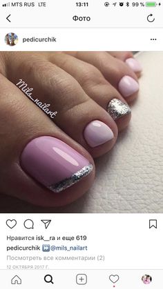 @pelikh_ ideas Ideas Pedicure, Spring Pedicure, Cute Pedicures, Pedicure Designs Toenails, Unghie Sfumate, Pedicure Ideas, Pedicure Colors, Toe Nail Color, Pretty Toe Nails